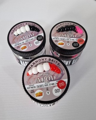 3× Harmony Baits Larva Grub Apod 37mm Forellen Angelköder Barsch Angeln Döbel 