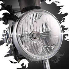 VAWiK 7" headlight solid retro style chrome metal housing ECE fits motorcycle