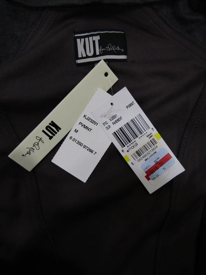 Women's Jacket Kut From the Kloth Gray M Macy's Faux Suede Leather Draped NWT - Image 4 of 4