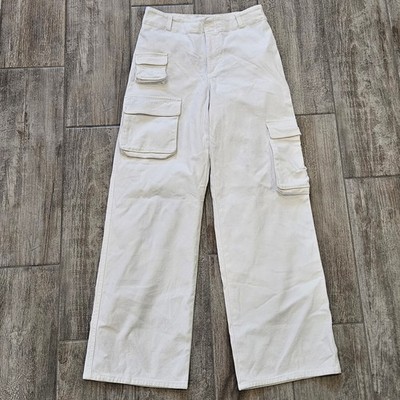Aritzia TNA Cargo Pants Milkshake Beige Womens 4 High-Waisted Wide-Leg Utility