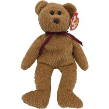 Vintage 1996 Ty Beanie Baby Curly Bear Brown Teddy Plush with Tag