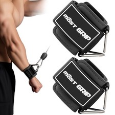 Wrist Cuffs with D-Ring, Wrist Wraps for Weightlifting with Glossy Black