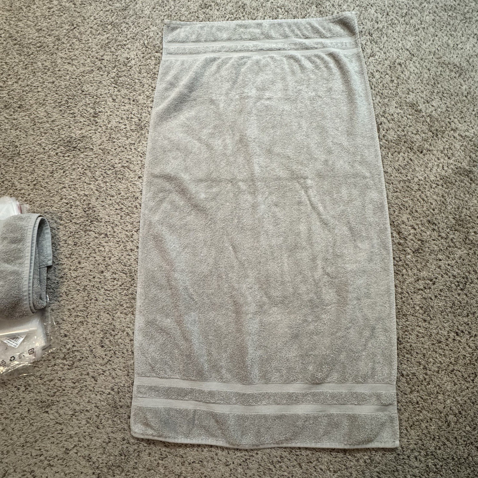 WAMSUTTA Micro Cotton Gray Bath Towels (2)  51”X 28”