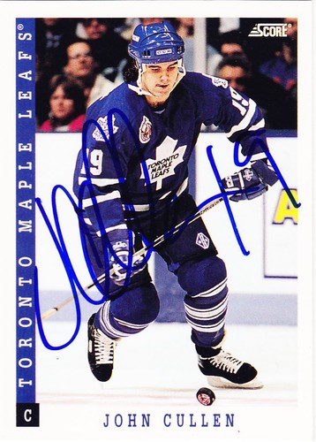 1993-94 Score John Cullen Signed Auto Toronto Maple Leafs #189 - Picture 1 of 2