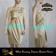 Chanel $6,780 NWT 09C 2009 Crystal Embellished Dress Crest Logo 36 Beige