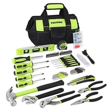  215-Piece Home Repairing Tool Set with 12-Inch Wide Mouth Open Storage Green