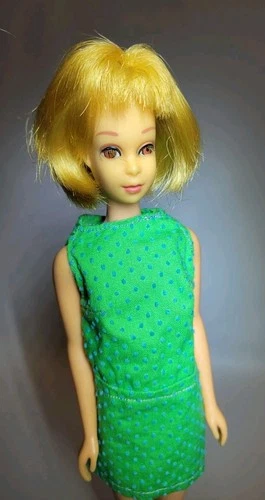 Vintage Mattel AS IS Francie Hair Happenin's Doll Mod 1970's Green Mini Dress