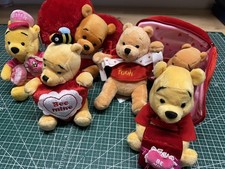 Disney Store Winnie The Pooh Mini Bean Bag Plush Valentine  s Lot Of 6 New