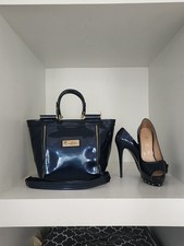 Versace panant navy blue satchel and ultra high heels size 38/ 7 set