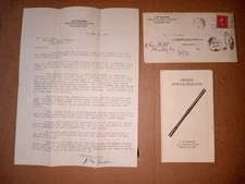 JW FECKER COVER 1922 RIFLE SCOPE PAMPHLET & SIGNED LETTER OPTICS SCIENCE PIONEER