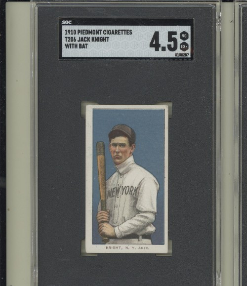 1909 T206 Jack Knight Batting New York Yankees Piedmont Back SGC 4.5