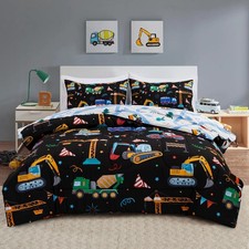 Trucks Tractors Cars Boy Bedding Comforter Set with Sheets, Twin Size Cartoon...