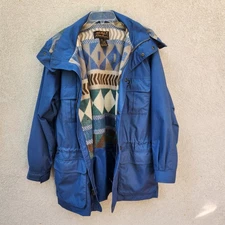 Vintage EDDIE BAUER Mountain Parka Men's Medium Blue Wool Lined Western Outdoors