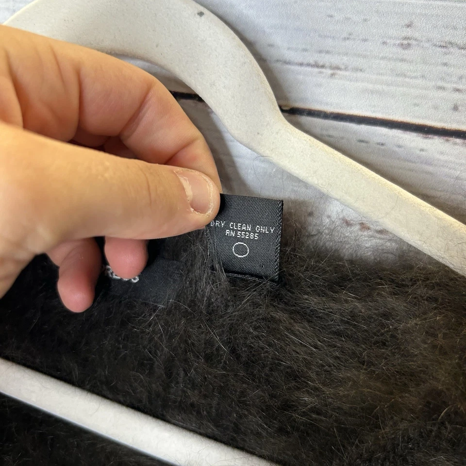 Pulôver de cabelo de coelho vintage Express angorá gola V suéter ajuste bebê feminino pequeno - Imagem 4 de 4