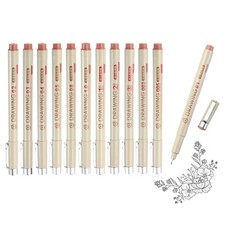 12Pcs 0.25/0.3/0.35/0.4/0.45/0.5/0.55/1/2/3/0.15/0.2mmFineliner Ink Pens Brown 