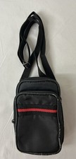 Black Soft Nylon Camera Case Two Pocket With Detachable Strap Has Some Wear