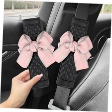 2PCS Car Seat Belt Cover Pad, Cute Bow Leather Seatbelt Covers for Cars, Soft