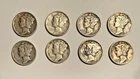 Lot of 8 Mercury Dimes 90% Silver Ungraded Circulated 1941 Philadelphia