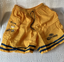 Vtg "Corona Extra" Swim Trunks Mens XL Yellow Drawstring w/ Lining and 2 Pockets