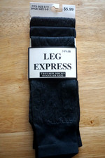LEG EXPRESS VINTAGE 3 PAIR BLACK NYLON BLEND TROUSER SOCKS BY SEARS/NEW/NOS