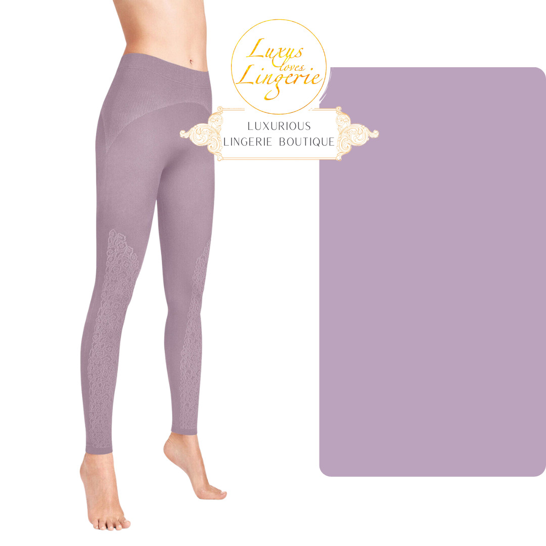 Cheetah Leggings by Wolford M Lavender Mist White Elastic Leo Design