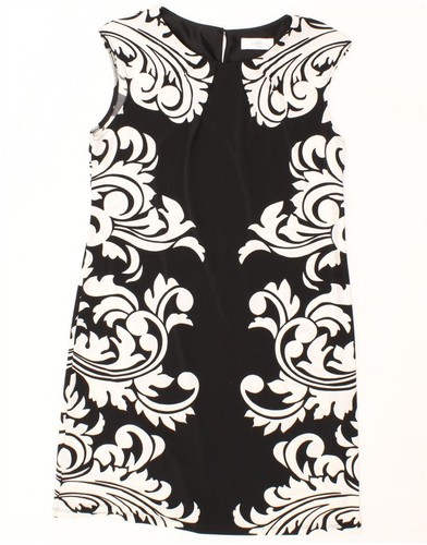 Wallis Damen Petite ärmelloses Basic Kleid UK 12 Medium schwarz Paisley EO08
