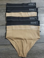 6pk Hanes Women's Originals Hi-Leg Bikini Underwear, Seamless Rib Bikini Sz M