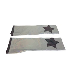 Claire's Silver Fingerless Gloves Arm Warmers Holographic Black Star Design