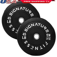 45LB Bumper Plates Set of 2 Rubber Olympic Weight Plates Home Gym Fitness New