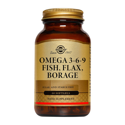 Omega 3-6-9 Fisch, Leinsamen, Borretsch 60 Weichkapseln Solgar