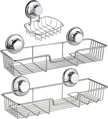iPEG 3in1 Suct Cup  Bath Wall Shelf + Soap Dish Holder