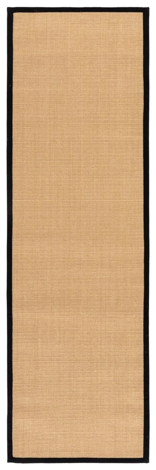 Alfombra Corredor Colección Fibra Natural - 2'6" x 8', Maíz y Negro, Borde Sisal... Foto 2 de 4
