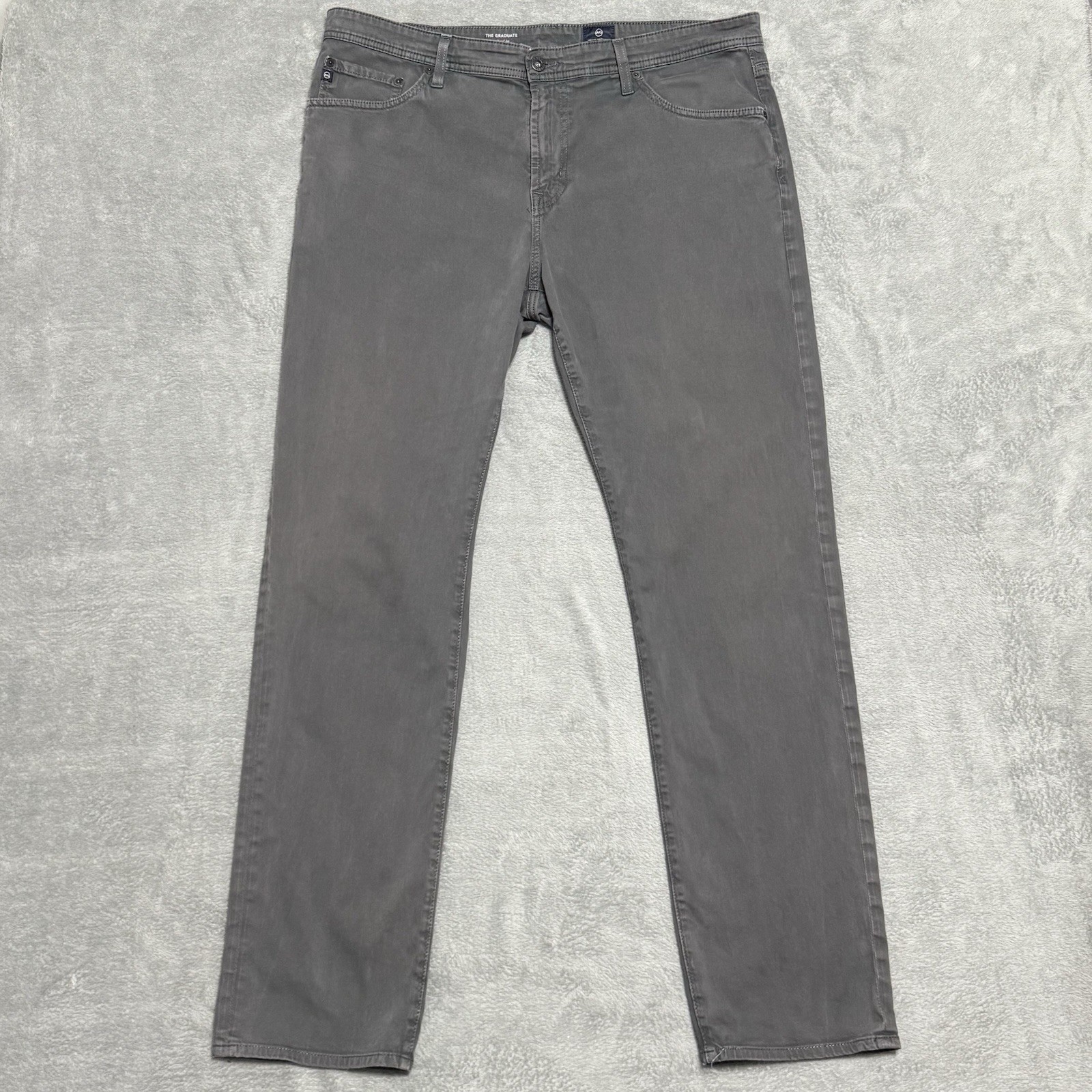 AG Adriano Goldschmied The Graduate Gray Stretch Jeans Mens 38x34 Tailored Leg