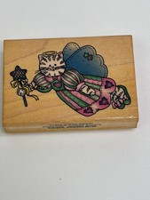 Kitty Angel Wood Mounted Rubber Stamp Cat Angel