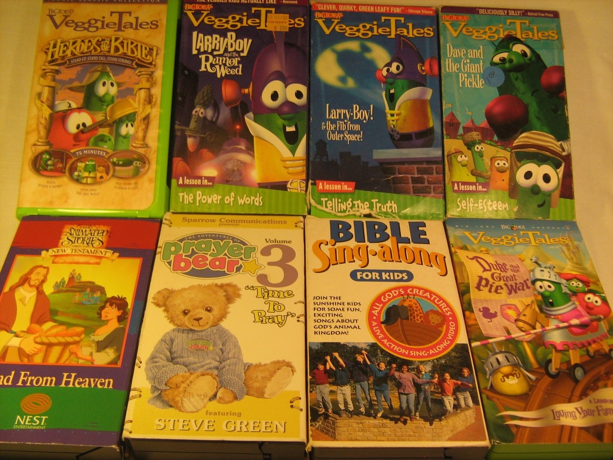 Lot of 8 VHS Tapes KID CHRISTIAN Veggie Tales CHILDREN Bible [Z88a