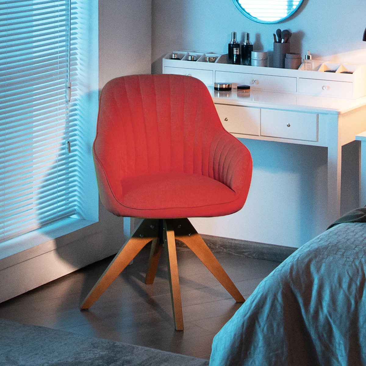 Modern Swivel Accent Chair Ergonomic Armchair with Linen Fabric