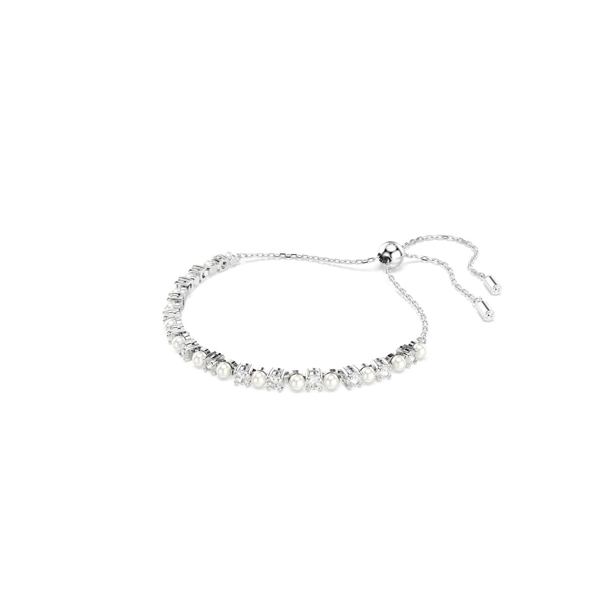 Swarovski Matrix Bracelet Crystal Pearl, Round Cut White, Rhodium