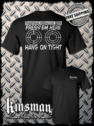 Camiseta PRESS 'EM HERE Guía de Instrucciones para Pasajeros MOTOCICLISTA - Motocicleta Gratis - Imagen 11 de 18