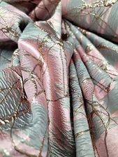 Pink Silver Metallic Brocade Fabric Sold By Yard Rose Gold Metallic Accents 