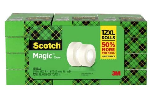 Remplissage de rouleau Scotch Magic Tape XL - 3/4 pouces X 1500 pouces - 12 ROULEAUX, livraison gratuite États-Unis - Photo 1 sur 2