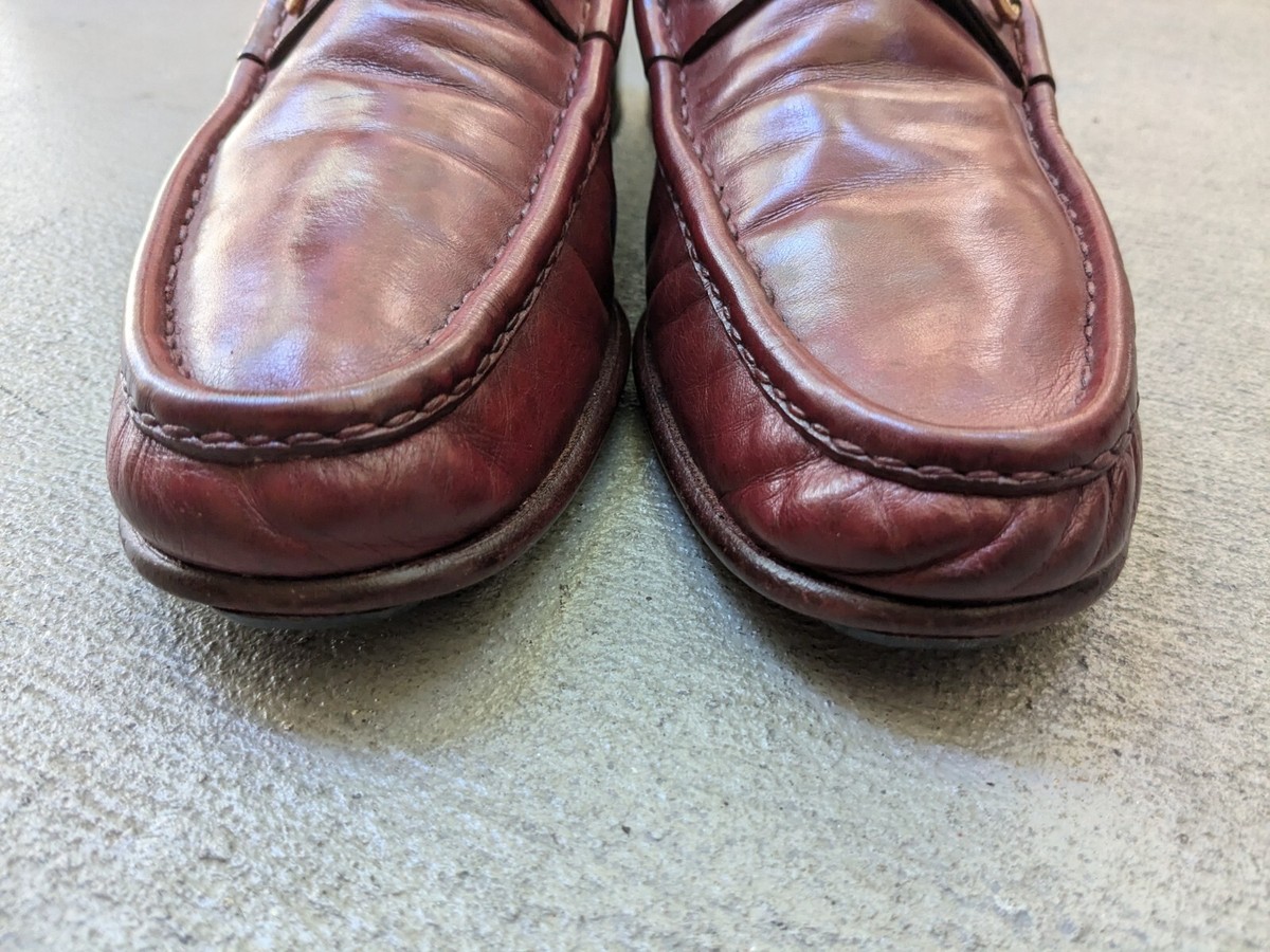 Vintage Gucci Horsebit Loafers Red Men 9 Leather Shoes Italy Slip