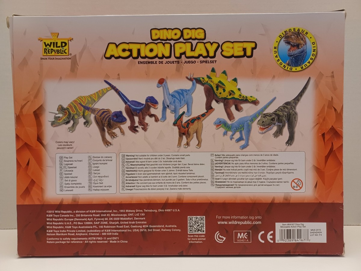 Wild Republic Dino Dig Action Playset Dinosaurs Moveable NEW