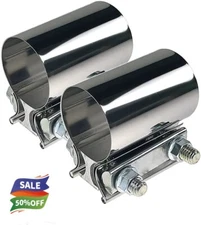 3.0 Inch Exhaust Clamp,Butt Joint Band Clamp Sleeve Coupler 3" exhaust y pipe