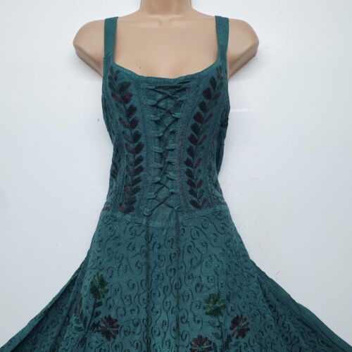 Sleeveless Maxi Dress Empire Waist Fit Flare Teal Green One size 12 14 16 18 - Picture 3 of 8