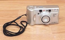 Genuine Minolta Zoom 80 Remote Date Grey / Silver Toned Film Camera With Strap