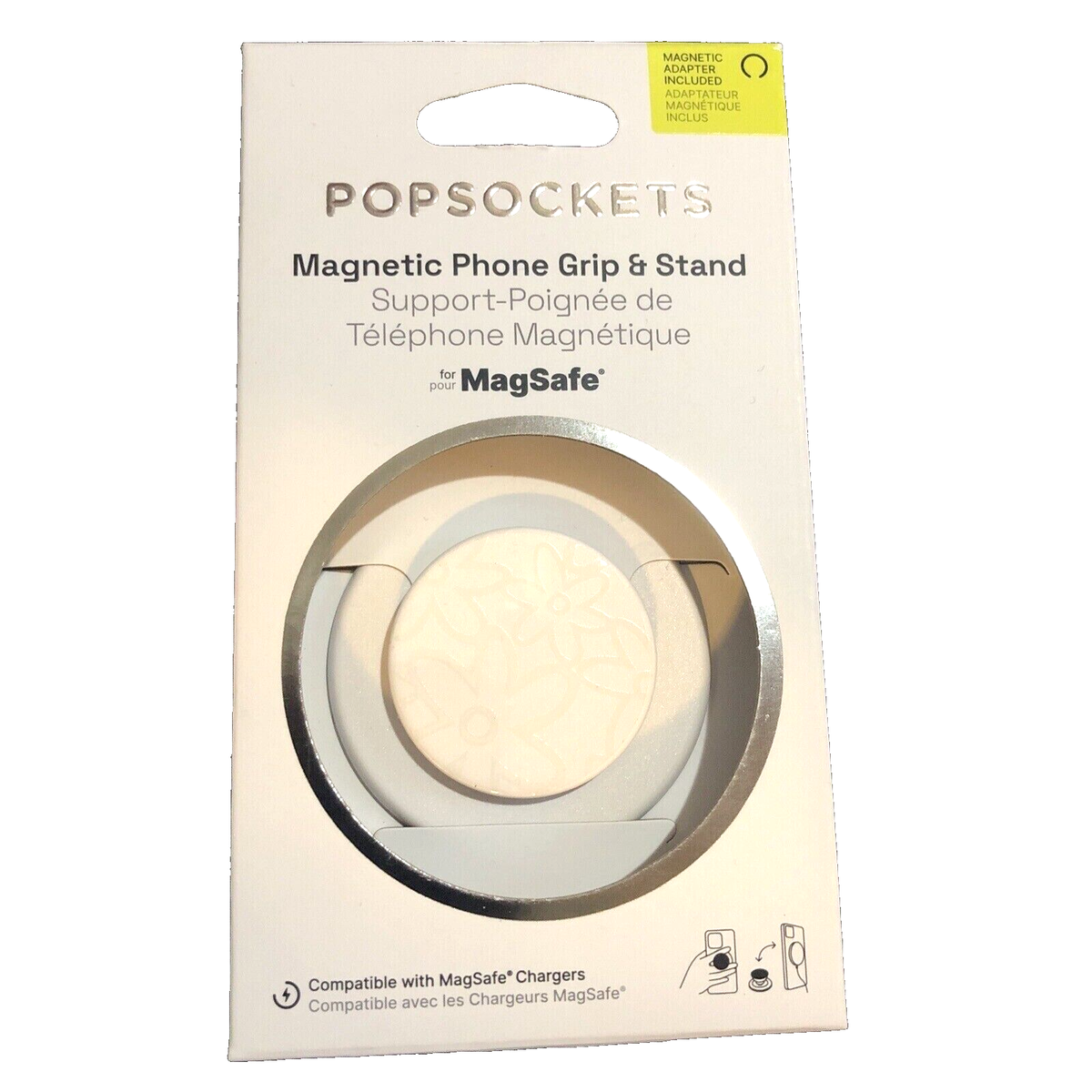 PopSockets MagSafe Round PopGrip Cell Phone Grip Stand w/Adapter Ring  Horchata