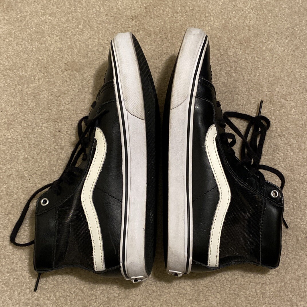 Vans Sk8 Hi Black Leather Mesh Sides High Top Sneakers