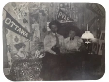 RPPC Victorian Edwardian Women Highly Decorated Bedroom Or College Room Unposted