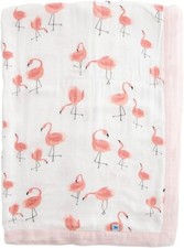 Little Unicorn Pink Ladies Cotton Muslin Quilt Receiving 30"x40",