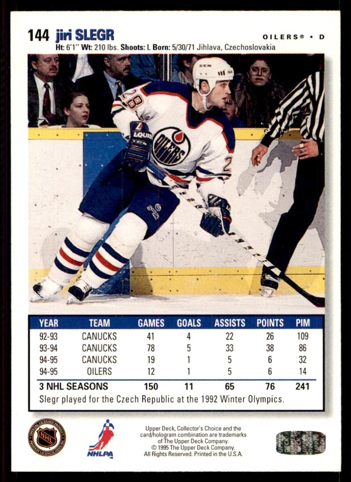 1995-96 Collector's Choice Jiri Slegr Edmonton Oilers #144 - Image 2 of 2
